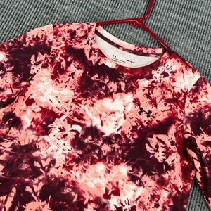 Under Armour Shirt Womens Medium‎ Pink Red Tie Dye Long Sleeve Activewear